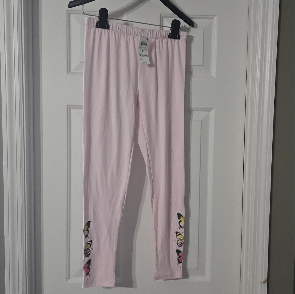 Kids Pink Leggings With Butterflies